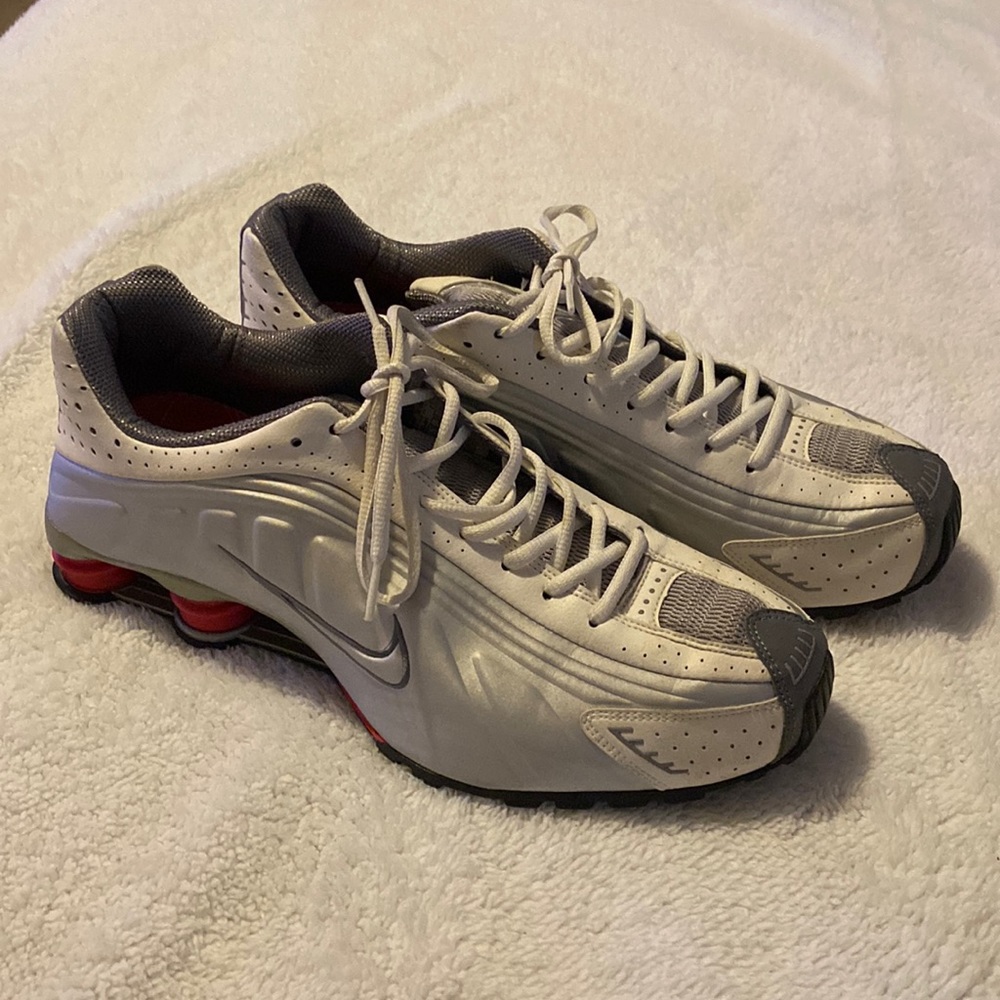 Nike white silver and red